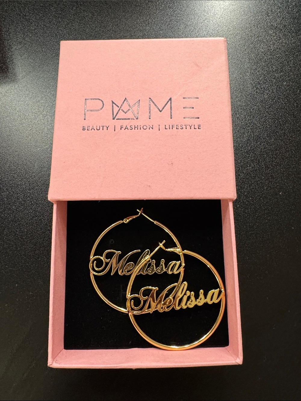 Gold 'Melissa' Personalized Hoop Name Earrings